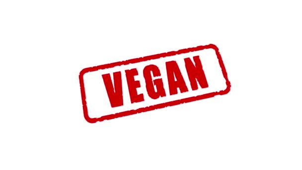 Stempel Vegan Hand Eines Geschäftsmannes Prägen Eines Textes Mit Impact — Stockvideo