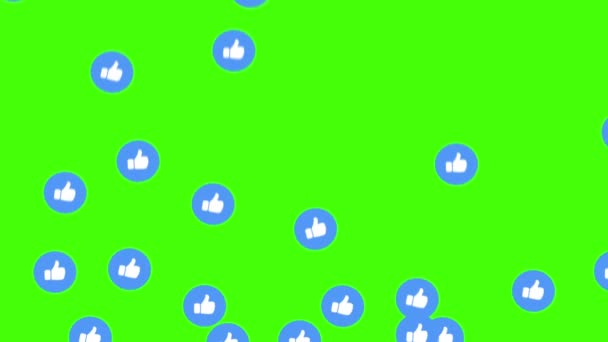 Sociale Media Emoticon Vliegen Een Groen Scherm — Stockvideo