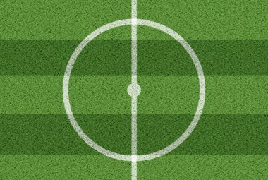 Orta daireyi futbol sahası üzerinde üstten görünüm