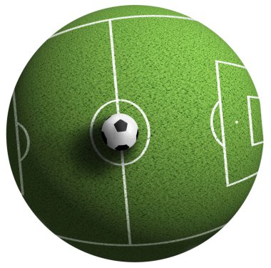 Dünya futbol sahası çimenlerin üzerinde futbol topu ile kaplı