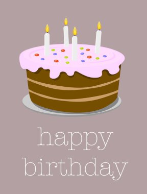 mutlu Doğum günü tebrik kartı Doğum günü pasta çizim ile