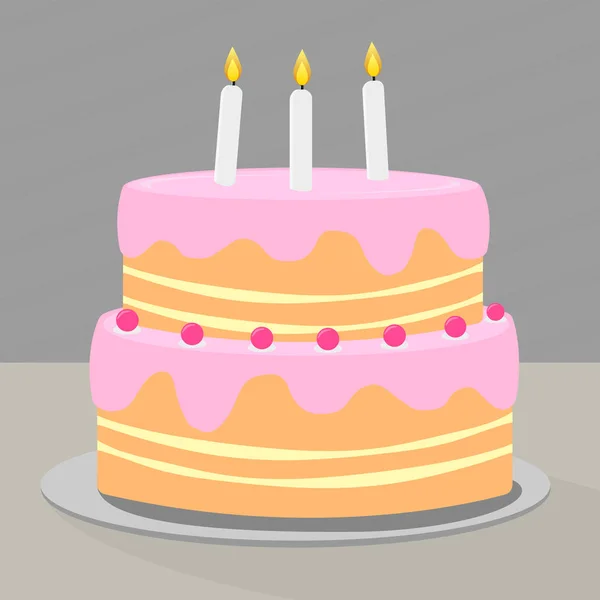 Bunt geschichtete Geburtstagstorte mit Kerzen — Stockvektor