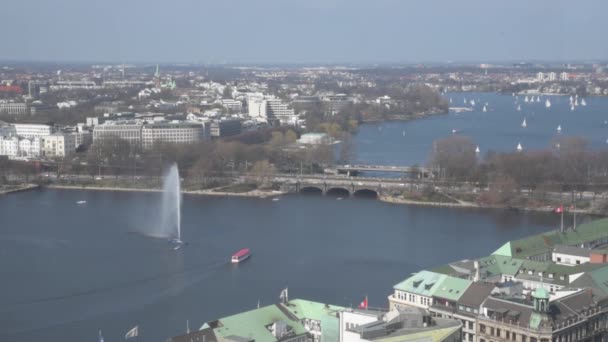 High angle view of Alster lake in Hamburg — Stock Video