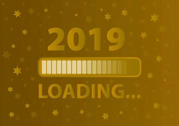 Yeni yıl 2019 altın tebrik kartı yükleme — Stok Vektör