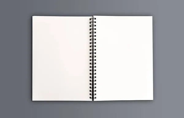 Blank open spiral note pad on desk — Stock Photo, Image