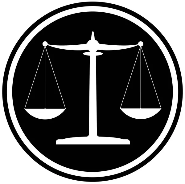 Clássico preto e branco escalas de justiça ícone conceito do sistema jurídico —  Vetores de Stock