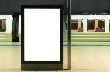 yeraltı tren istasyonu mockup ışıklı dijital pano