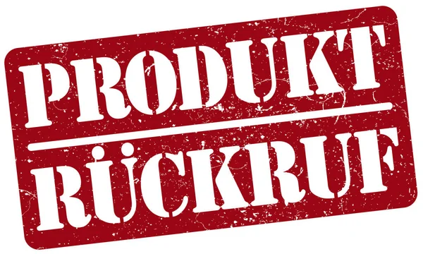 Röda gummistämpel med ordet Produktruckruf, på tyska, återkallande av produkter isolerad på vit bakgrund — Stock vektor