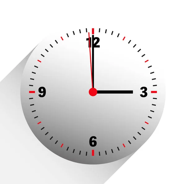 时钟矢量插图显示3点钟在白色 — 图库矢量图片