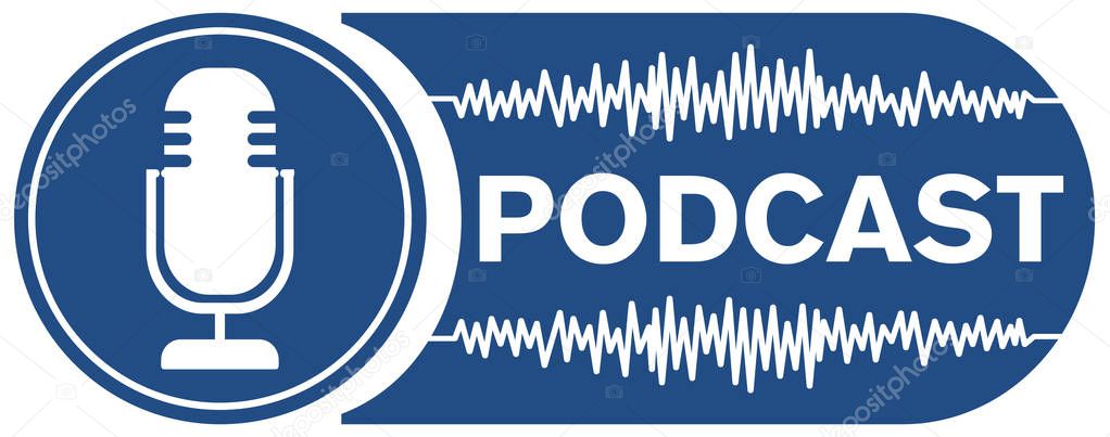 Podcast recording symbol with microphone and audio waveform vector illustration