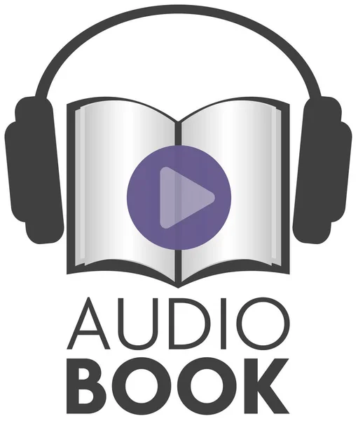 Ícone de livro de áudio com fones de ouvido e livro de papel — Vetor de Stock