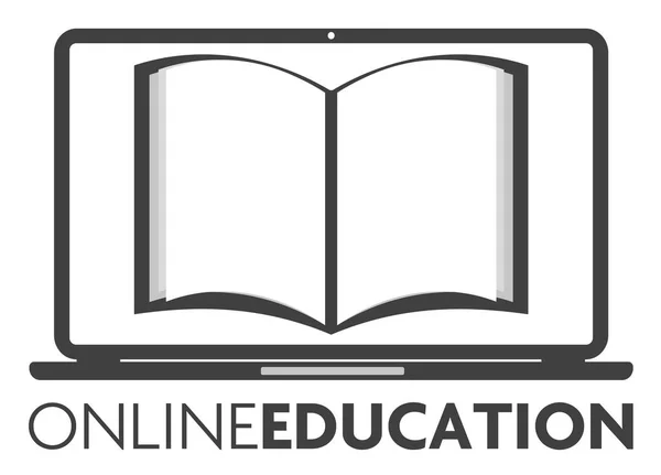 E-Learning Online onderwijs symbool met laptop computer en boek — Stockvector