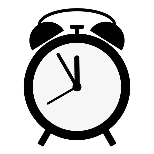 Simple flat black and white classic alarm clock icon — Stock Vector