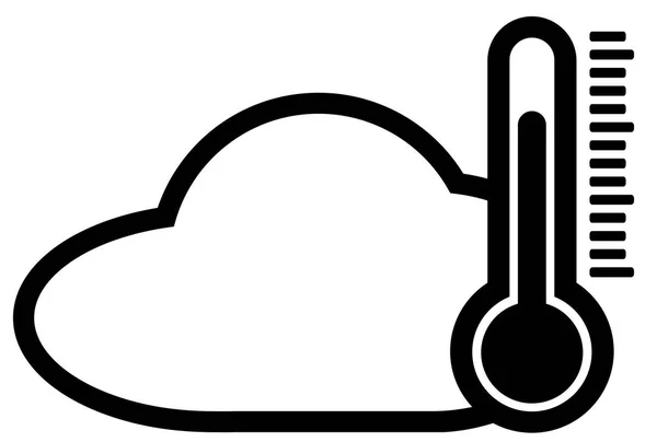 Einfaches schwarzweißes Wettersymbol mit Wolkenform und Luftthermometer — Stockvektor