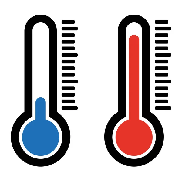 Jednoduchá plochá ikona teploměru s teplou a studenou teplotou — Stockový vektor
