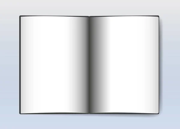 Pages blanches vierges livre ouvert avec ombre — Image vectorielle