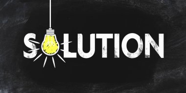 kelime bir fikir sembolize ampul üfleme ile bir tahta çözüm