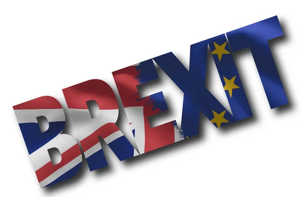 Palabra BREXIT lleno de bandera del Reino Unido Union Jack y bandera de la Unión Europea — Foto de Stock