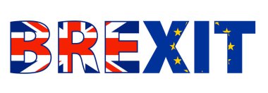 Union Jack Uk bayrağı ve Avrupa Birliği bayrağıyla Brexit