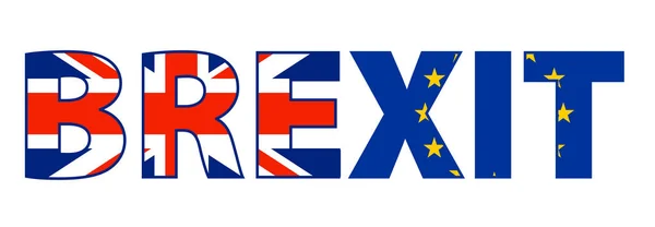 Palabra BREXIT con bandera Union Jack UK y bandera de la Unión Europea — Vector de stock