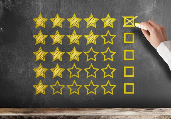 five star customer feedback or client service rating on blackboard
