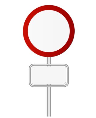 kutup üzerinde yuvarlak kırmızı ve beyaz trafik yasağı işareti