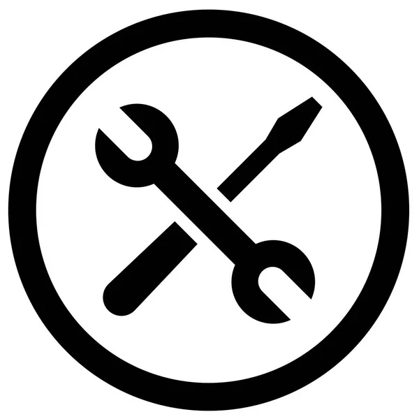 Kreisförmiges Wartungssymbol mit Schraubenzieher und Schraubenschlüssel — Stockvektor