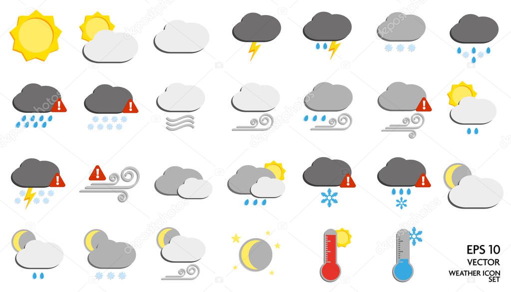 large flat weather icon set vector illustration