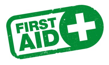 çapraz ile yeşil İlk Yardım kauçuk pul baskı