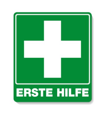 çapraz sembolü ile yeşil Erste Hilfe işareti