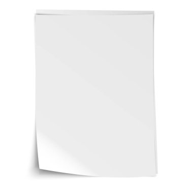 bükülmüş köşe ve gölgeler ile yazma kağıt boş gerçekçi beyaz levha yığını