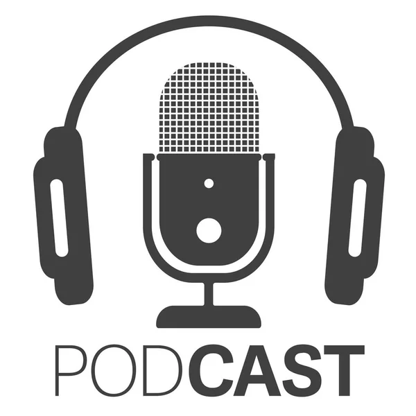 Jednoduché ikony podcastu nebo logo se sluchátky a mikrofonem — Stockový vektor