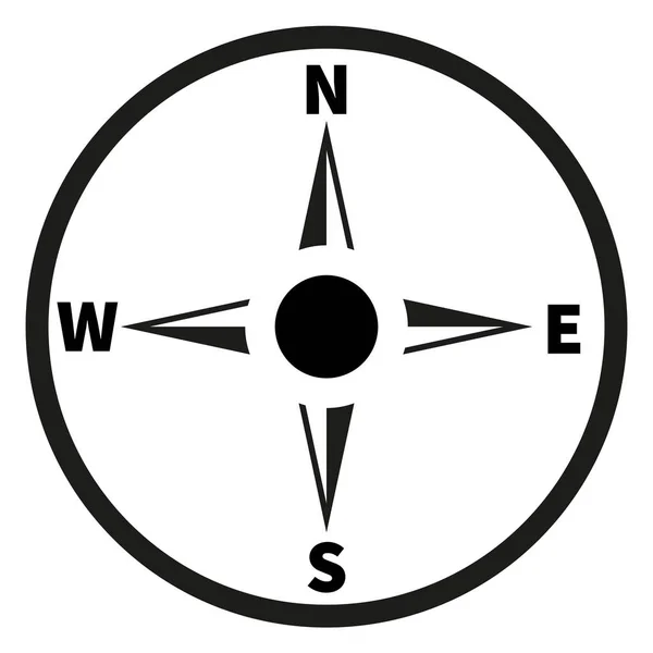 Simple brújula en blanco y negro windrose icono o símbolo — Vector de stock