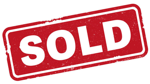 поцарапанный красный гранж Продан резиновый отпечаток
