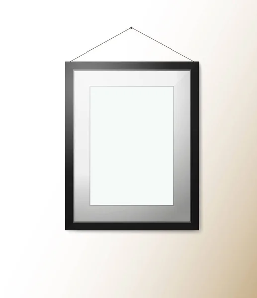 Empty rectangular picture frame with shadow on wall — Stock Vector