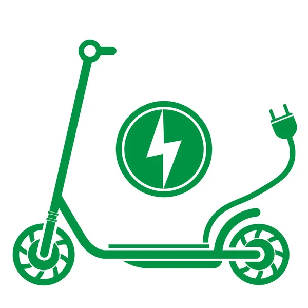 电动推滑板车电子滑板车符号与插头 — 图库矢量图片