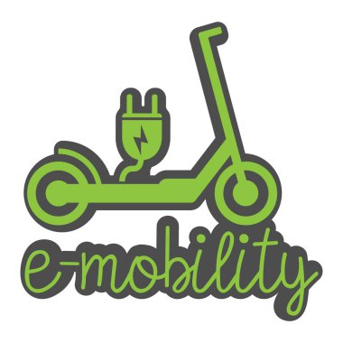 plug ile elektrikli push scooter e-scooter sembolü