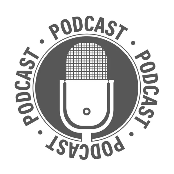 Gravação de podcast plana simples, ícone de podcasting ou símbolo com microfone — Vetor de Stock