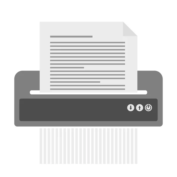 Ícone triturador de papel simples para destruição de documentos — Vetor de Stock