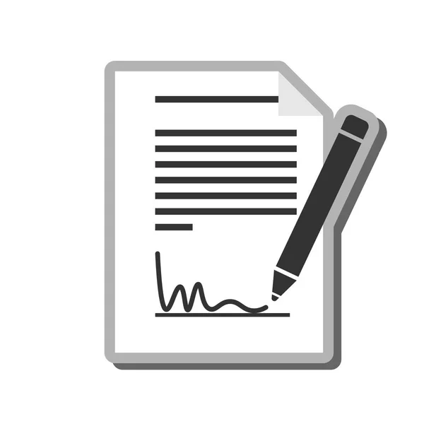 Ícone ou símbolo de documento de assinatura preto e branco simples — Vetor de Stock