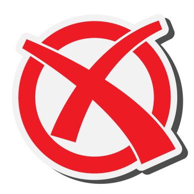 onay işareti çapraz, rozet veya etiket ile yuvarlak kırmızı onay kutusu