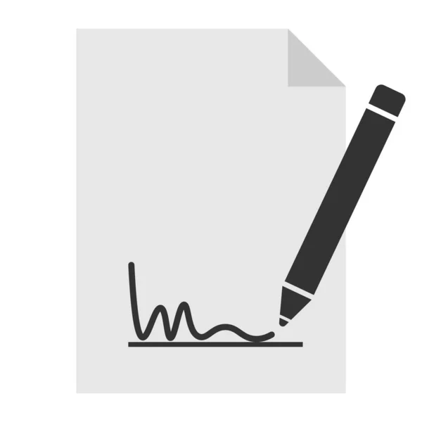 Semplice icona o simbolo del documento di firma in bianco e nero — Vettoriale Stock