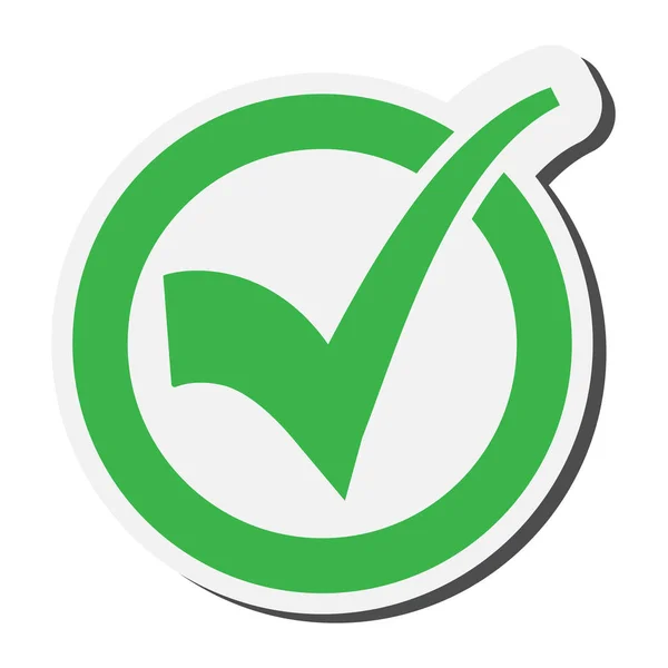 Caixa de seleção verde redonda com marca de seleção, crachá de aprovação — Vetor de Stock