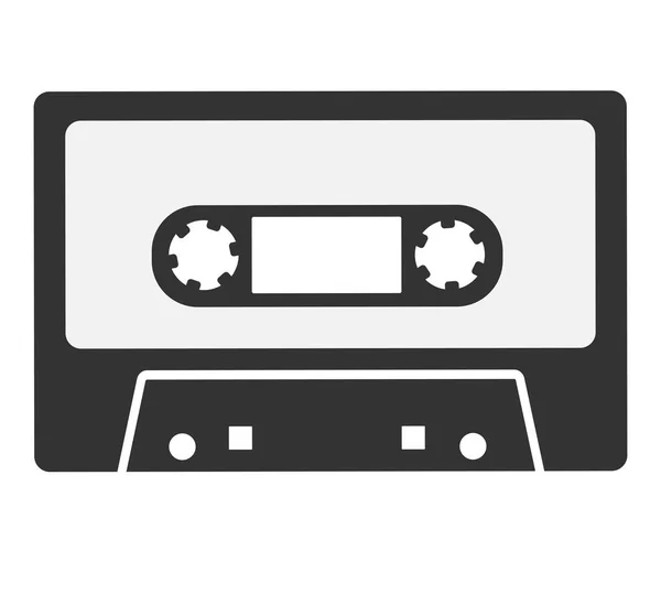 Simple plano en blanco y negro icono de casete de audio o símbolo — Archivo Imágenes Vectoriales