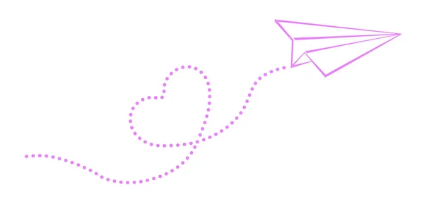 basit kağıt düzlem ve kalp şeklinde uçuş yolu