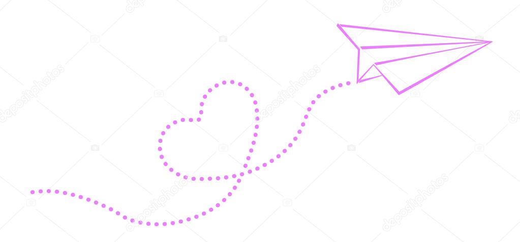 simple paper plane and heart shaped flight path