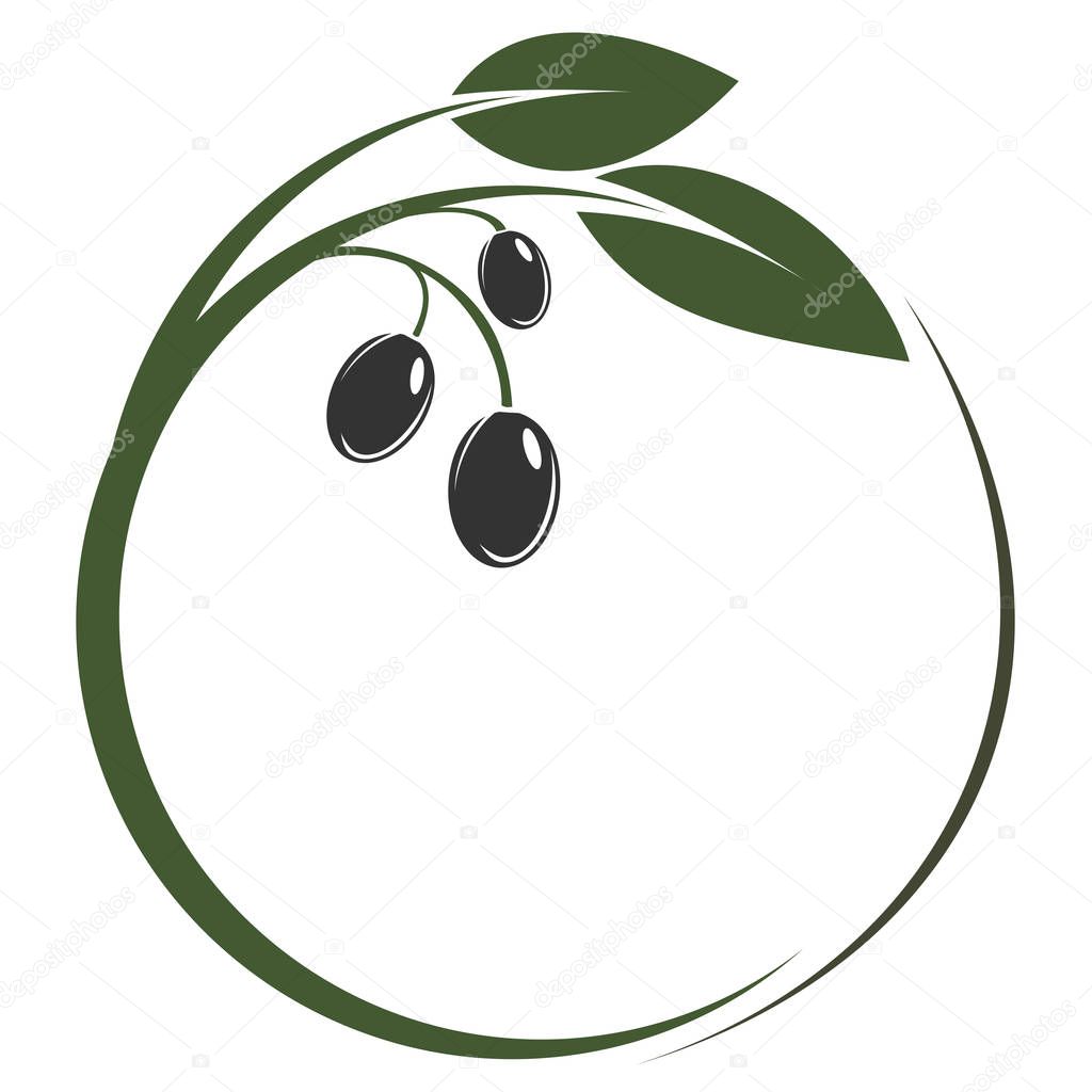 Round green olive branch logo or symbol vector illustration