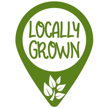 metin Yerel Olarak Yetiştirilen ve büyüyen bitki sembolü ile konum işaretçisi