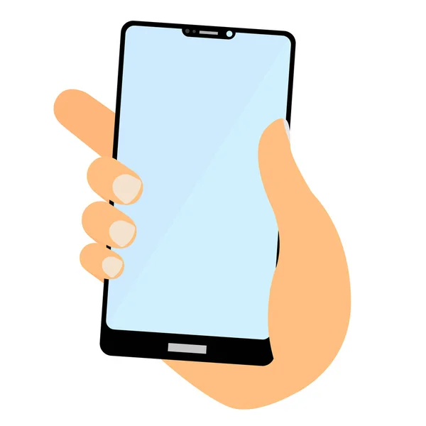 Smartphone de mano con pantalla táctil vacía — Vector de stock
