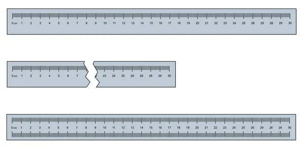 Conjunto de réguas de 30 cm ou 300 mm —  Vetores de Stock